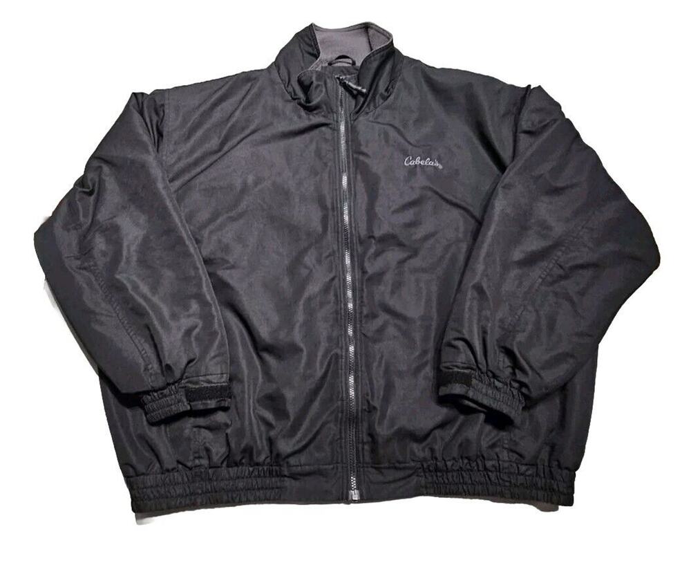 Cabelas Jacket Men’s 2XL Fleece Lined Jacket Black Full Zip Soft Shell Cabela